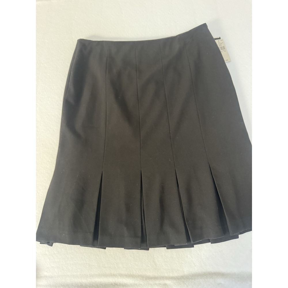 AB Studio Womens Black Pleated Knee Length Skirt Size 10 NWT Professional Office